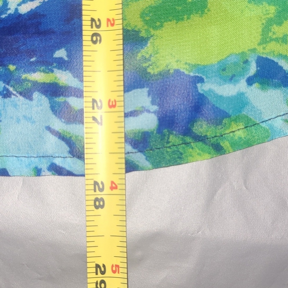Short Sleeve Blouse Top Black W Green Blue Floral Print - Picture 7 of 10
